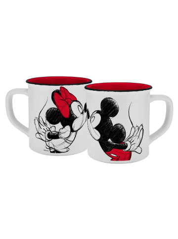 Geda Labels Tasse Mickey Kiss Sketch Emaille-Optik in Rot - 400 ml