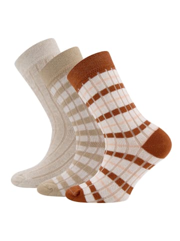 ewers 3er-Set Socken 3er Pack Rippe/Ringel in hellcamel-latte-kupfer