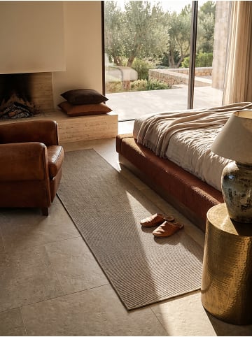 KADIMA DESIGN Teppichläufer Uni flachgewebt pflegeleicht Wohnzimmer Flur Esszimmer in Taupe