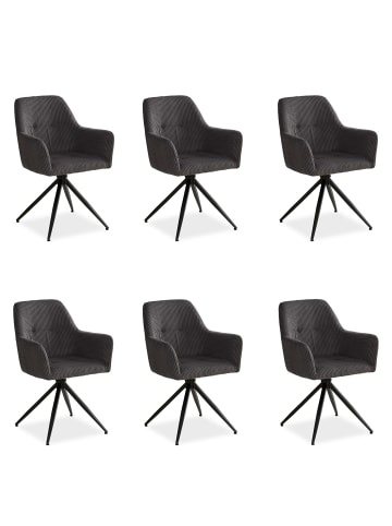 Homestyle4u 6er Set Polsterstühle Esszimmer in Grau