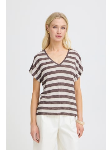 b. young Kurzarm-Bluse BYSIMOA Regular fit in FRENCH ROAST STRIPE