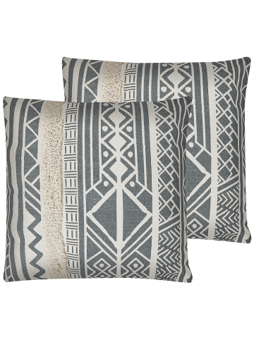 Beliani 2er-Set Dekokissen LAURUS in Grau/Beige