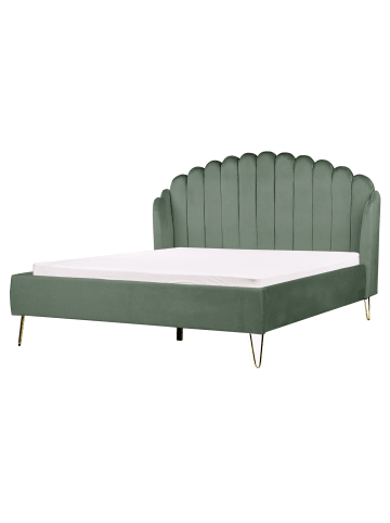 Beliani Doppelbett AMBILLOU in Grün/Gold - (W) 177 x (H) 126 x (L) 214 cm