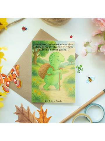 Mr. & Mrs. Panda Klappkarte Schildkröte Wanderer Design mit Spruch in Weiß