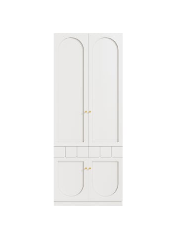 ABRIHOME Kleiderschrank in Weiß 80x50x200 cm mit 2 Türen Stange Schubladen