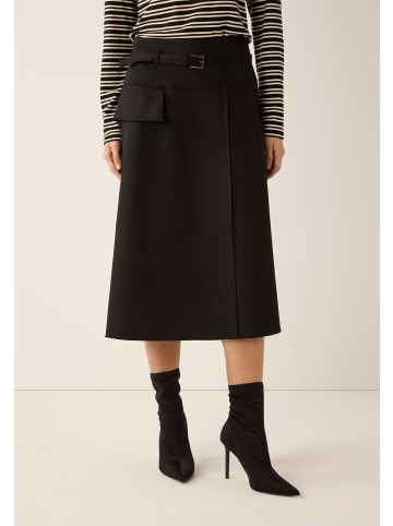 More & More eleganter Midirock, Wickeloptik in black