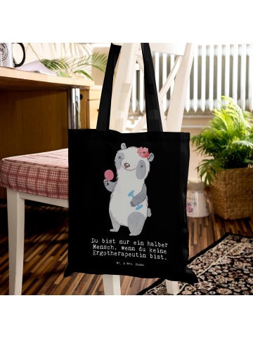 Mr. & Mrs. Panda Einkaufstasche Ergotherapeutin Herz mit Spruch in Schwarz