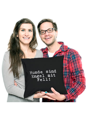Mr. & Mrs. Panda Zier Kissen Hunde sind Engel mit... mit Spruch in Schwarz