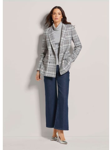MADELEINE Langer Karo-Blazer mit langem Revers in bleigrau / steingrau / kariert