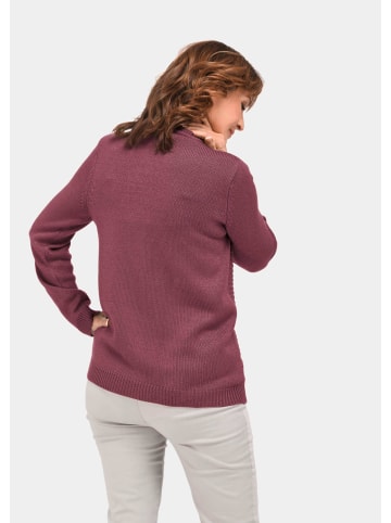 GOLDNER Kurzgröße:  Baumwoll-Pullover in Rippenstruktur in brombeere