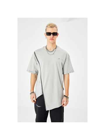 Ossy Homer Herren ZIP T-Shirt 320gsm Oversize in Grau