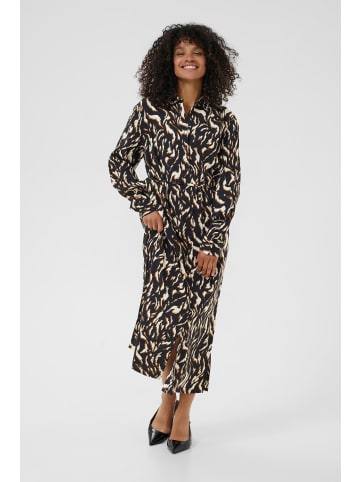Kaffe Kleid KAmille Loose fit in Black/Brown Graphic Animal