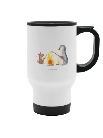 Mr. & Mrs. Panda Thermobecher To Go Pinguin Lagerfeuer ohne Spruch in Weiß