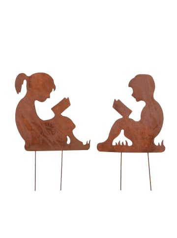UNUS 2er Set Gartenstecker Rost Junge und Mädchen in Braun
