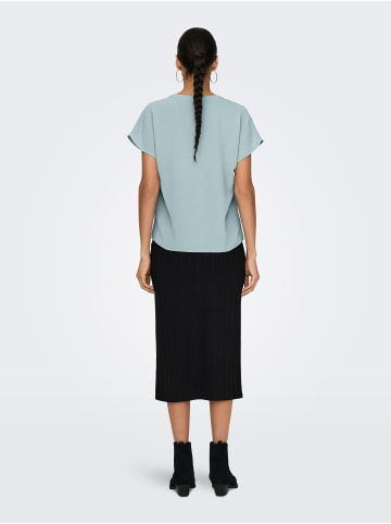 JACQUELINE de YONG Einfarbige Kurzarm Bluse V-Ausschnitt Blusenshirt Blouse JDYLION in Hellblau