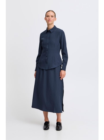 b. young BYMMIDDE SHORT SHIRT - LIGHT WOVEN Slim fit in Navy Pinstripe Mix