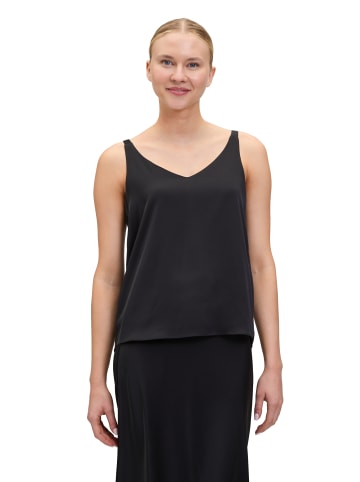 Vera Mont Satin-Bluse mit V-Ausschnitt in Schwarz