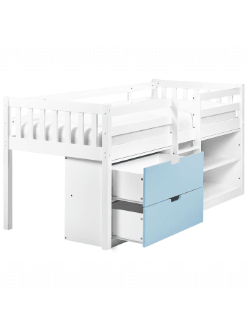 Beliani Kinderbett SUSVILLE in Weiß/Blau - (W) 97 x (H) 99 x (L) 207 cm