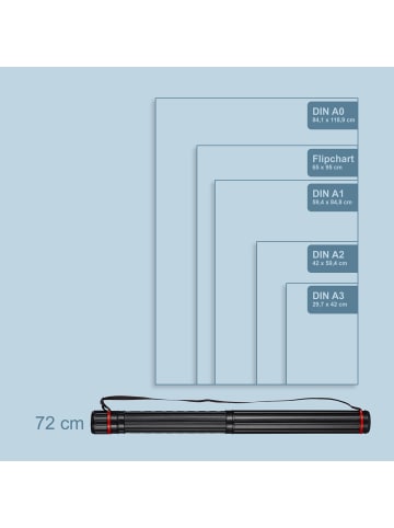 relaxdays Posterrolle in Rot/Schwarz - (H)45—72 x Ø 7 cm