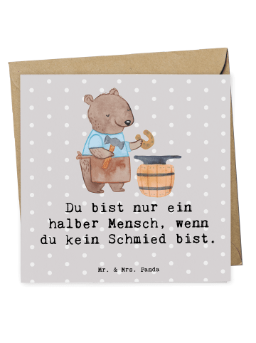 Mr. & Mrs. Panda Deluxe Karte Schmied Herz mit Spruch in Grau Pastell