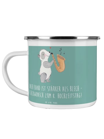 Mr. & Mrs. Panda Emaille Becher 8. Hochzeitstag Blechhochzeit mi... in Meeresbrise