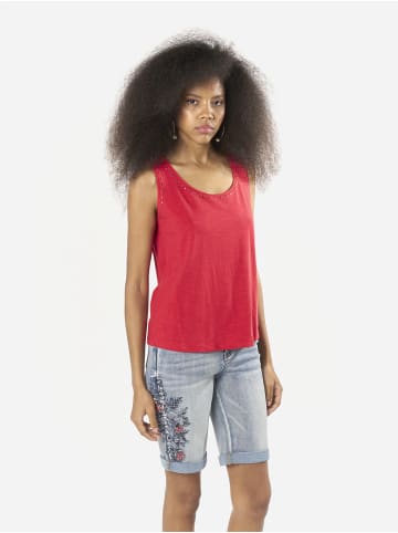 KOROSHI Damen-Tanktop mit Nieten in rot