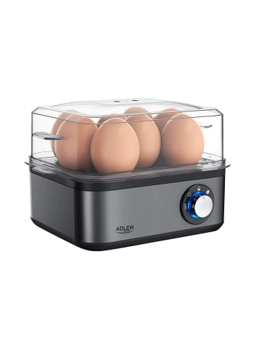 Adler Europe AD 4486 GM Eierkocher für 1 bis 8 Eier, mit automatischer Abschaltung in Dunkelgrau