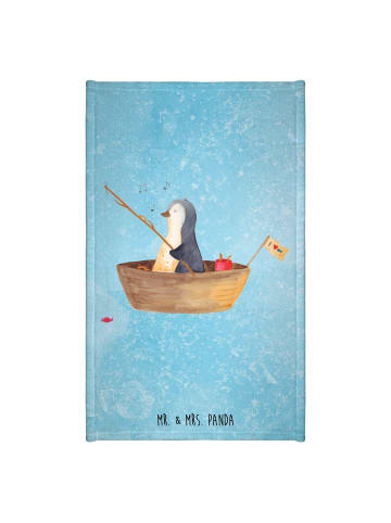Mr. & Mrs. Panda Handtuch Pinguin Angelboot ohne Spruch in Eisblau