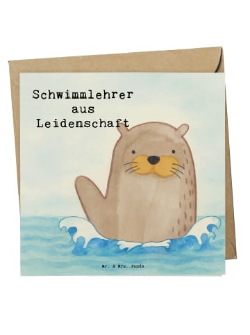 Mr. & Mrs. Panda Einladungskarte Schwimmlehrer Leidenschaft Desi... in Weiß