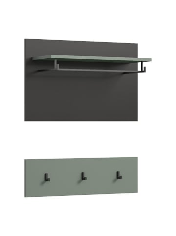 ebuy24 Wandgarderobe Canu Staubgrün 73 x 27 cm