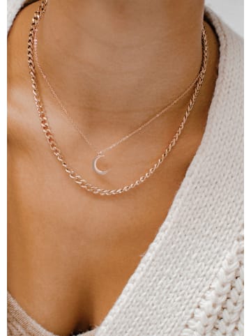 Hey Happiness Vergold. Kette Mond Anhänger Edelstahl in Rosegold - (L) 41-46 cm
