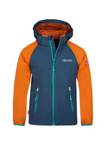 Trollkids Softshell Jacke Zip Off "Rondane" in Zimt/Nachtblau/Dunkelblau