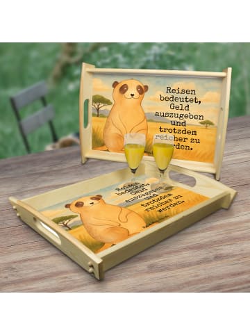 Mr. & Mrs. Panda Dekotablett Holz Erdmännchen Design mit Spruch in Weiß