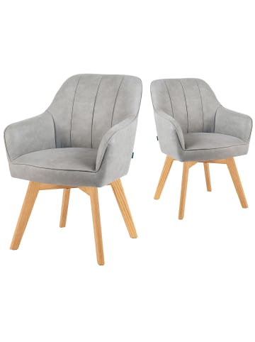 DUBI Möbel 2er-Set: Drehstuhl Mika-Enno in Hellgrau - (B)60 x (H)87 x  (T)65 cm