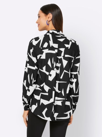 Heine Langarm-Bluse in schwarz-champagner-gemustert