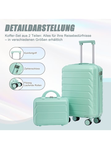 ABRIHOME Kofferset Hartschale mit Kosmetiktasche in Grün