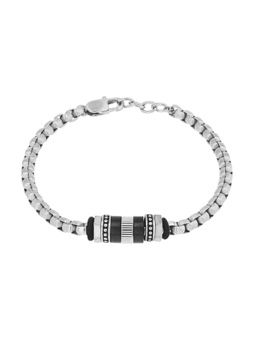 Tom Tailor Armband Edelstahl, IP Schwarz+Blau, Kautschuk in Schwarz
