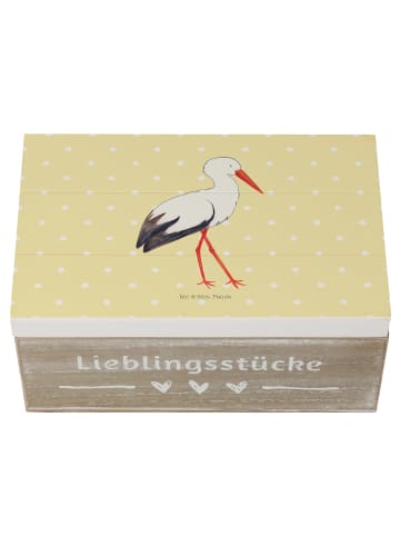 Mr. & Mrs. Panda Holzkiste Storch ohne Spruch in Gelb Pastell