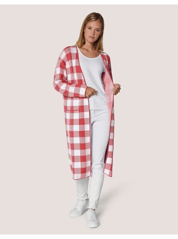 MADELEINE Verschlussloser Strickmantel in Karo-Jacquard in weiß / melba