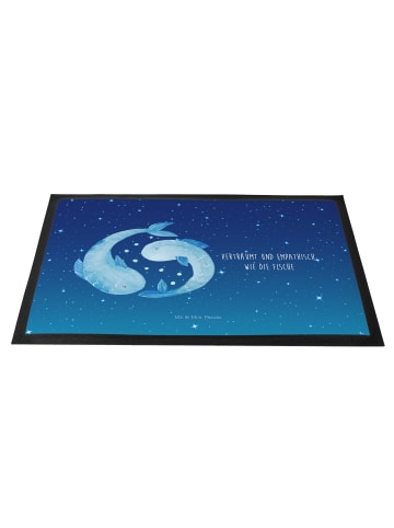 Mr. & Mrs. Panda fußmatte Sternzeichen Fische mit Spruch in Sternenhimmel Blau