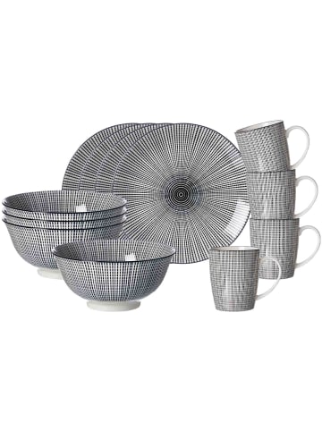 Ritzenhoff & Breker 12er Set Frühstücksset Takeo Stripes in schwarz-weiß