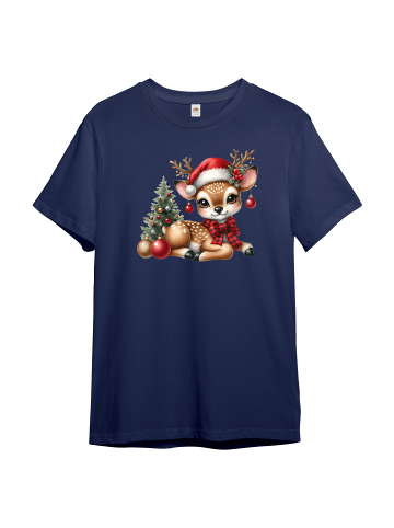 PAULGOS Kinder T-Shirt, Tanzender Weihnachtsmann in Navi-Blau