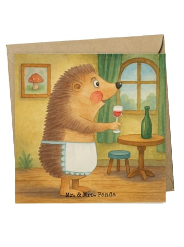 Mr. & Mrs. Panda Grußkarte Igel Wein Design ohne Spruch in Weiß