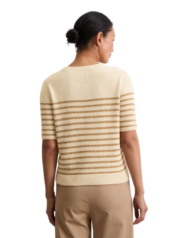 Marc O'Polo Gestreifter Kurzarm-Pullover slim in deep night blue / striped