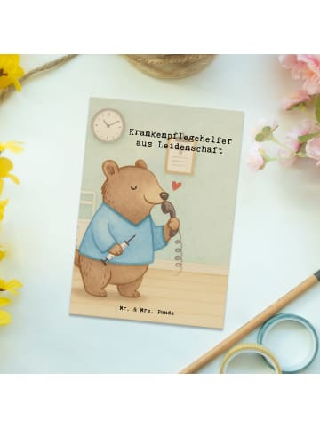 Mr. & Mrs. Panda Postkarte Krankenpflegehelfer Leidenschaft Desi... in Weiß
