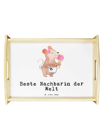 Mr. & Mrs. Panda Servierplatte Maus Beste Nachbarin der Welt mit... in Weiß