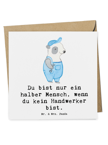Mr. & Mrs. Panda Deluxe Karte Handwerker Herz mit Spruch in Weiß