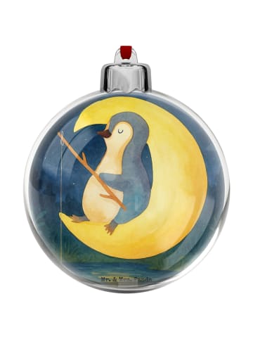 Mr. & Mrs. Panda Weihnachtskugel Pinguin Mond Design ohne Spruch in Weiß