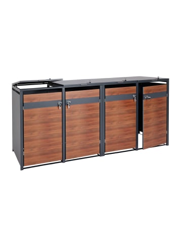 MCW XL 4er/8er-Mülltonnenverkleidung J82, Kirsche-Holzoptik dunkelbraun