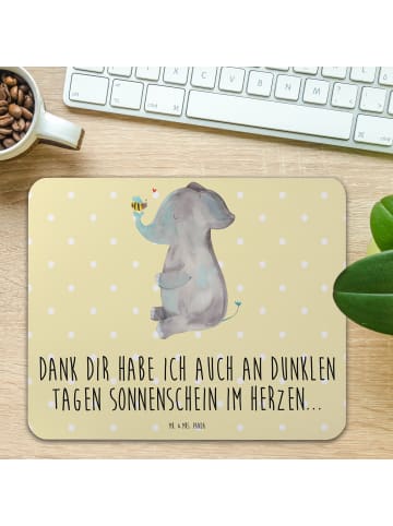 Mr. & Mrs. Panda Mauspad Elefant Biene mit Spruch in Gelb Pastell